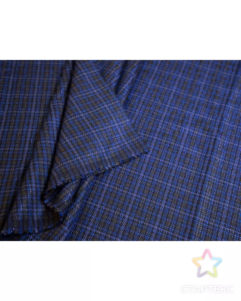 Двухсторонняя костюмная ткань в клетку с люрексом, в синих тонах арт. ГТ-8166-1-ГТ-17-8784-4-21-3 - рис. 4