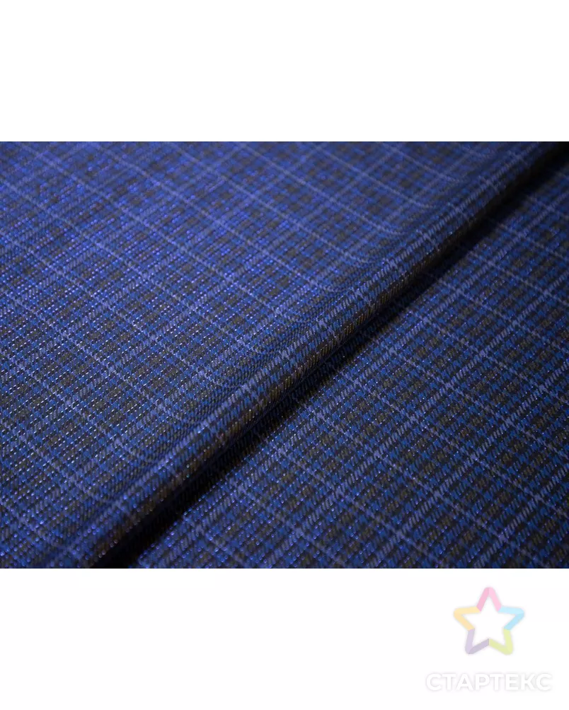 Двухсторонняя костюмная ткань в клетку с люрексом, в синих тонах арт. ГТ-8166-1-ГТ-17-8784-4-21-3 - рис. 5