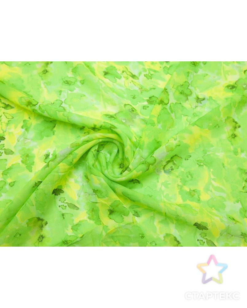 Креп кислотно-зеленого цвета с абстрактным принтом арт. ГТ-8533-1-ГТ-18-10475-16-10-1 1