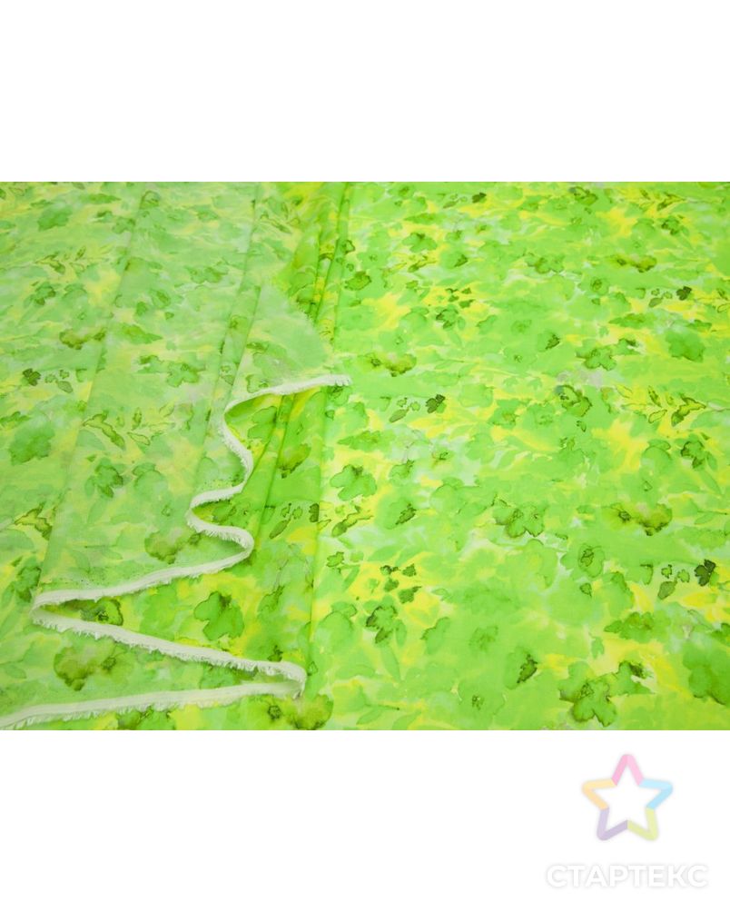 Креп кислотно-зеленого цвета с абстрактным принтом арт. ГТ-8533-1-ГТ-18-10475-16-10-1 5