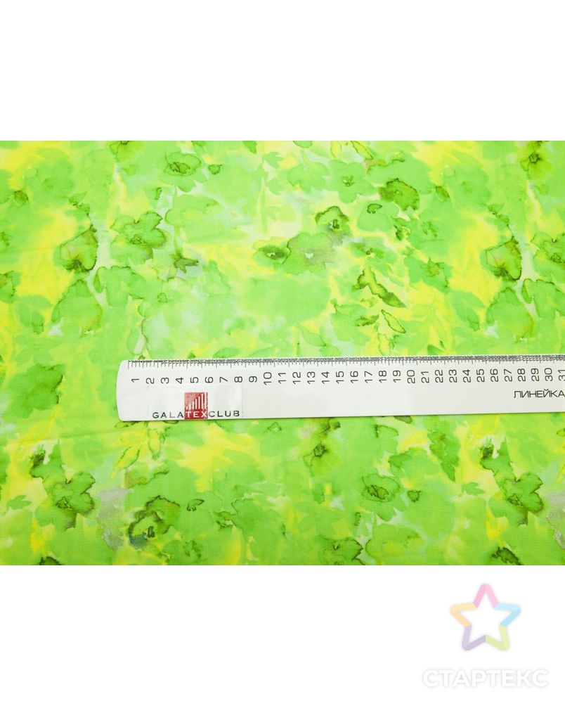 Креп кислотно-зеленого цвета с абстрактным принтом арт. ГТ-8533-1-ГТ-18-10475-16-10-1 7