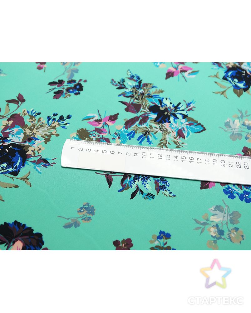 Плательно-блузочный креп с цветами на нефритовом фоне арт. ГТ-4645-1-ГТ-18-6232-10-3-1 5