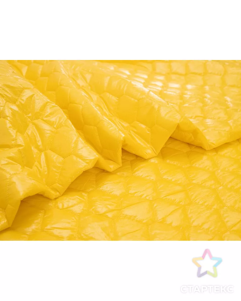 Курточная ткань, стежка соты, желтый цвет арт. ГТ-7970-1-ГТ-20-9782-1-9-1 - рис. 3