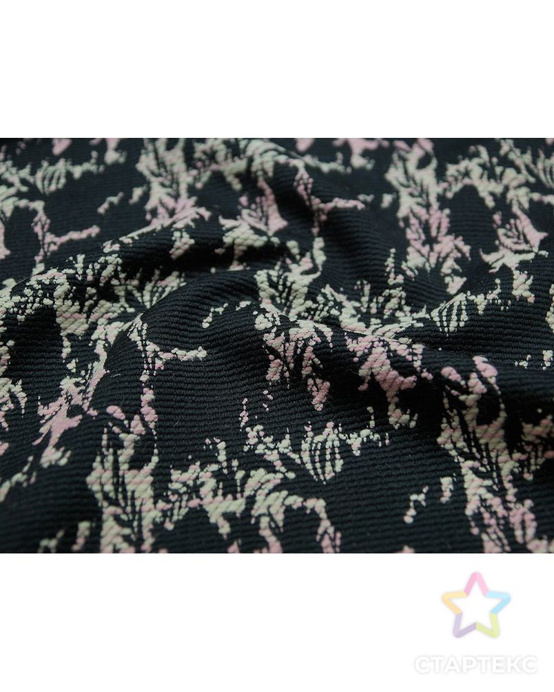 Ткань пальтовая, цвет на черном фоне бело-розовые фрагменты арт. ГТ-35-1-ГТ0020221 3