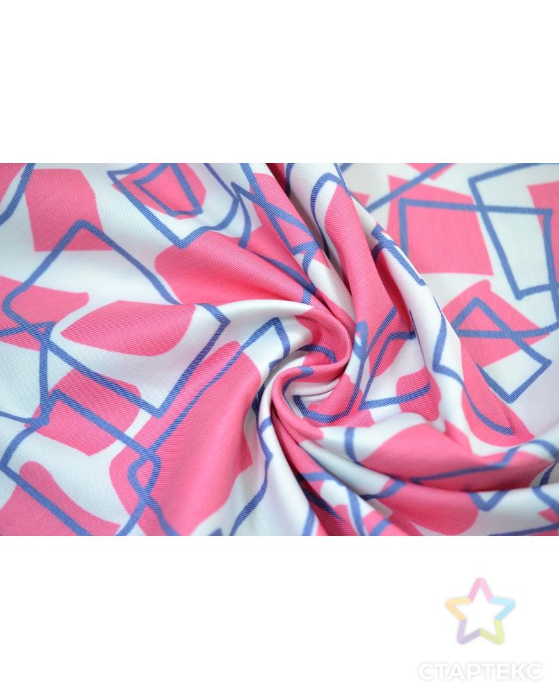 Ткань хлопок, цвет: на белом фоне синяя и розовая абстракция арт. ГТ-44-1-ГТ0020274 1