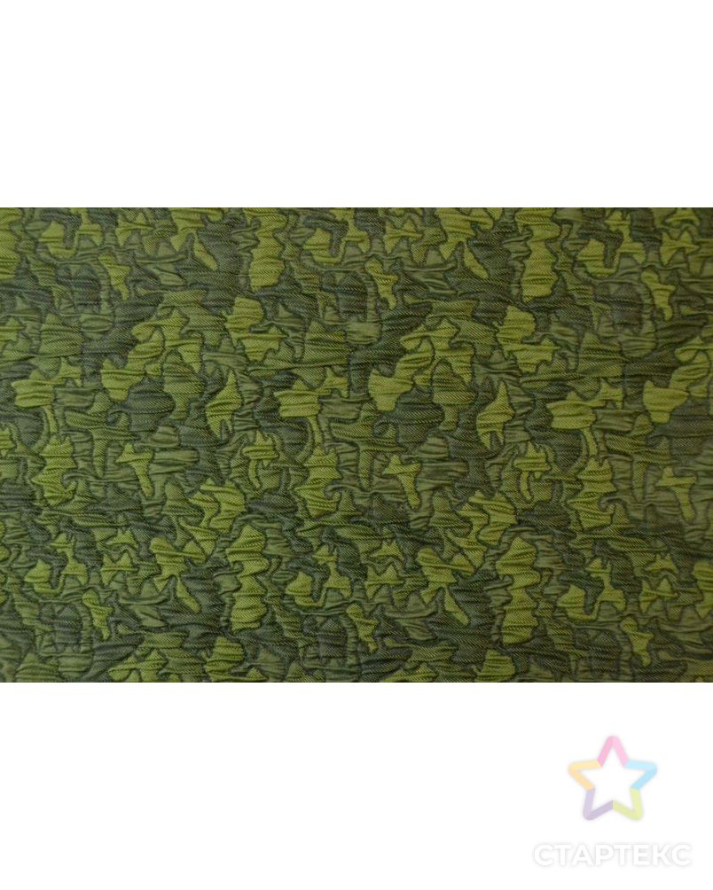 Ткань жаккард, цвет: абстрактные фигуры зелено-оливкового цвета с эффектом сжатости арт. ГТ-80-1-ГТ0020475 2
