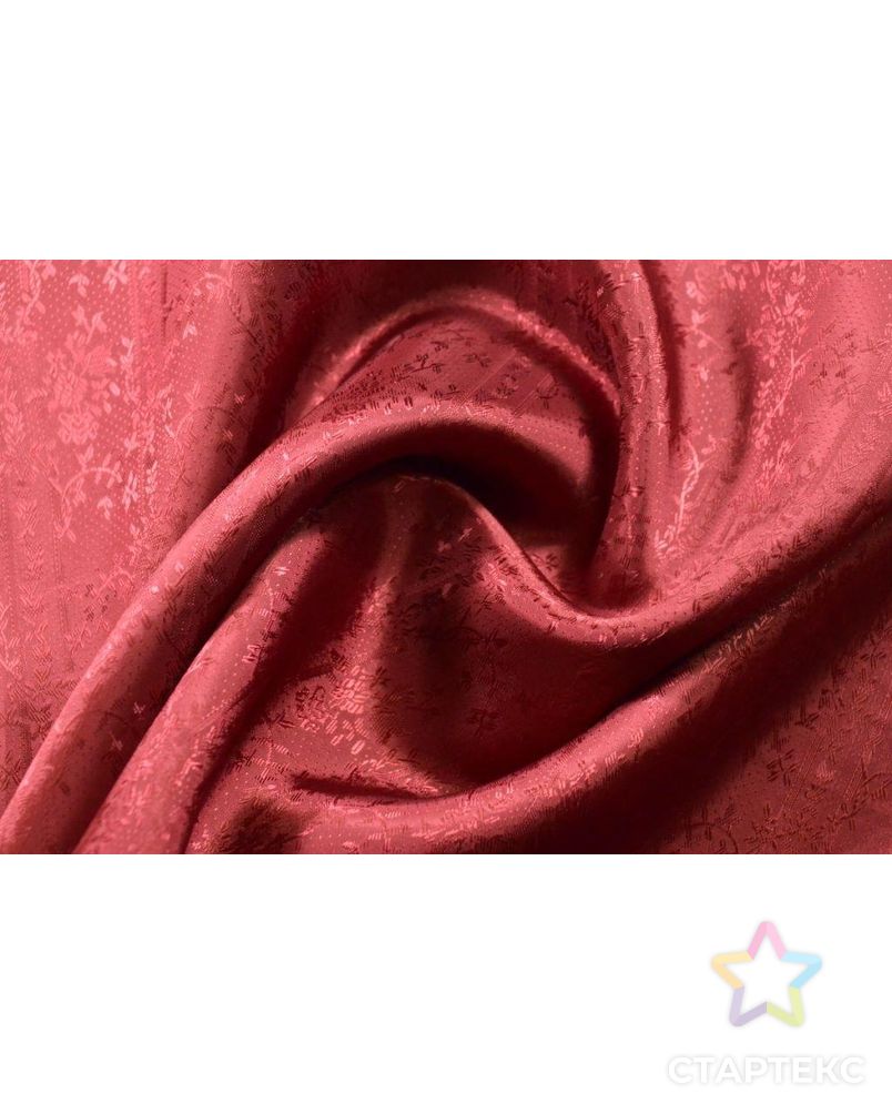 Ткань подкладочная вискозная жаккардовая, цвет: бордовый с мелким цветочным переливом арт. ГТ-97-1-ГТ0020585
