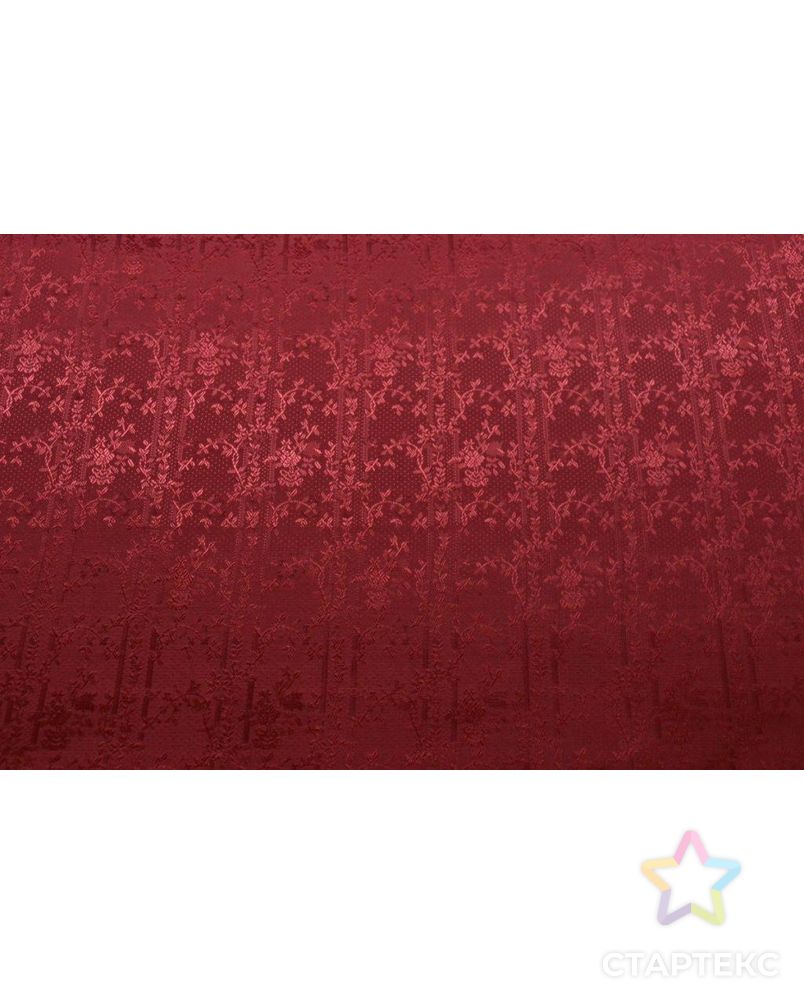 Ткань подкладочная вискозная жаккардовая, цвет: бордовый с мелким цветочным переливом арт. ГТ-97-1-ГТ0020585 2