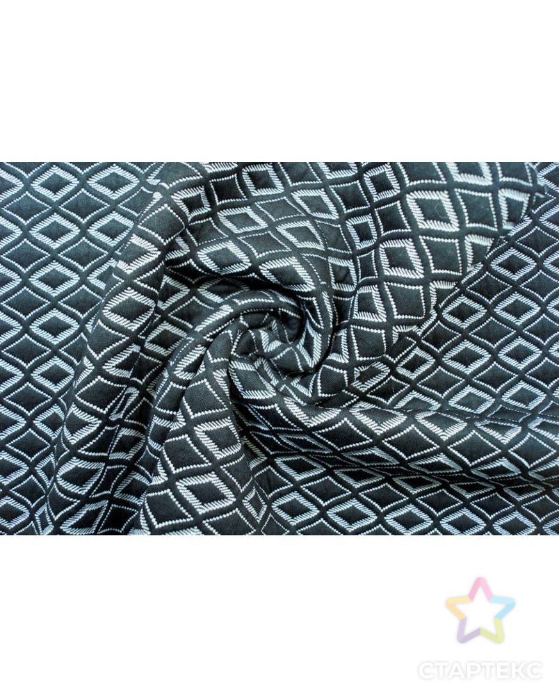 Ткань неопрен , цвет: на черном фоне изящные штриховые белые ромбики арт. ГТ-108-1-ГТ0020651