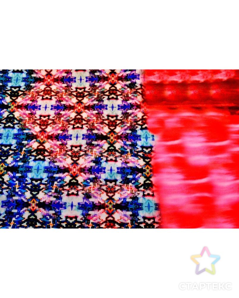 Ткань трикотаж плательный купонный, цвет: насыщенная мозаика с акварелью арт. ГТ-122-1-ГТ0020728