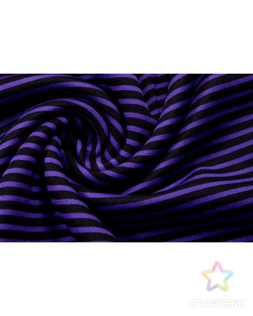 Ткань трикотажная, цвет: на фиолетовом черная полоска шириной 5мм арт. ГТ-129-1-ГТ0020751