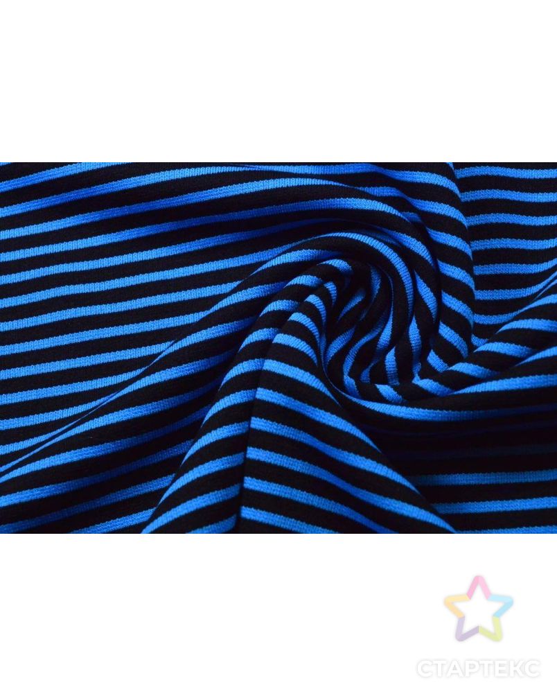 Ткань трикотаж, цвет: на синем черная полоска шириной 5мм арт. ГТ-130-1-ГТ0020752 1