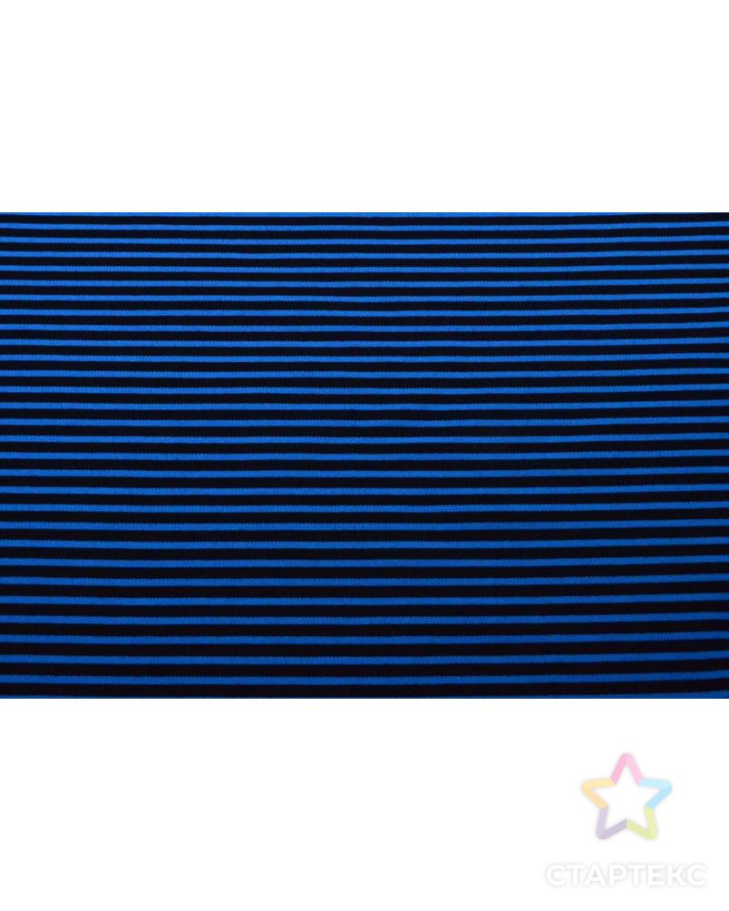 Ткань трикотаж, цвет: на синем черная полоска шириной 5мм арт. ГТ-130-1-ГТ0020752