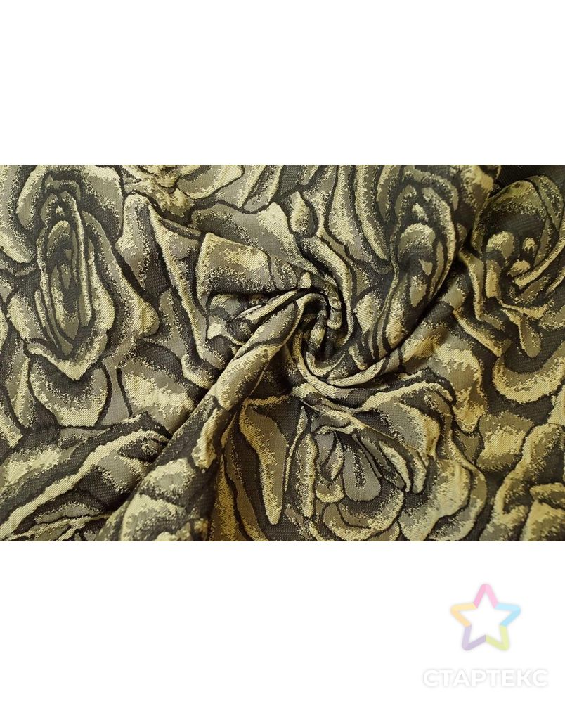 Ткань жаккард, цвет: на коричневом фоне объемные розы пастельного оттенка арт. ГТ-145-1-ГТ0020868