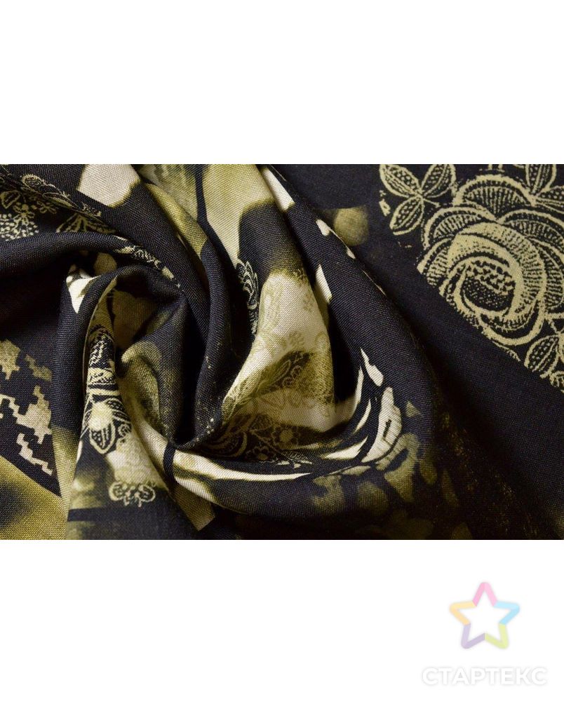 Заказать Ткань шерстяная плательная, цвет на черном фоне одноцветная цветочная композиция арт. ГТ-150-1-ГТ0020922 в Новосибирске