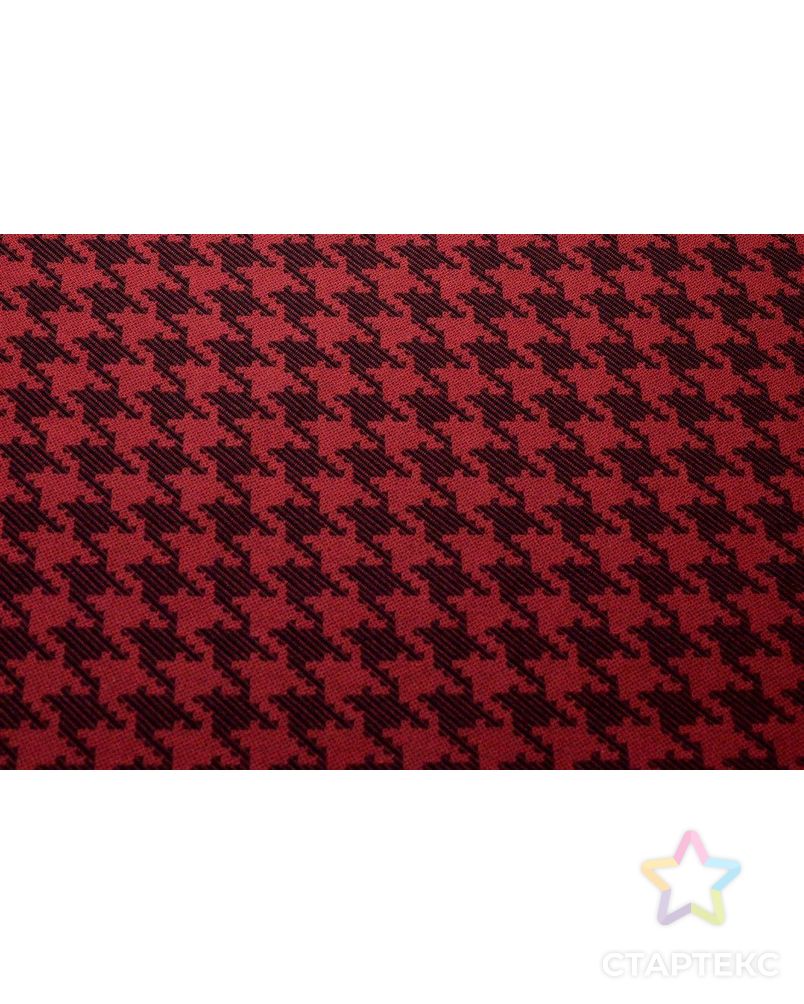Ткань костюмная, цвет: на красном поле черная гусиная лапка арт. ГТ-163-1-ГТ0021023 2