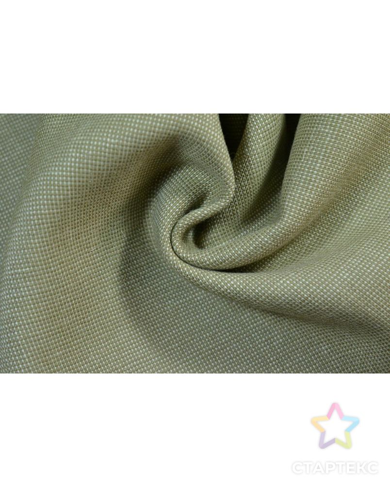 Ткань шерстяная костюмная, цвет: оливковый в мелкую бежевую клеточку арт. ГТ-3047-1-ГТ0021464 1