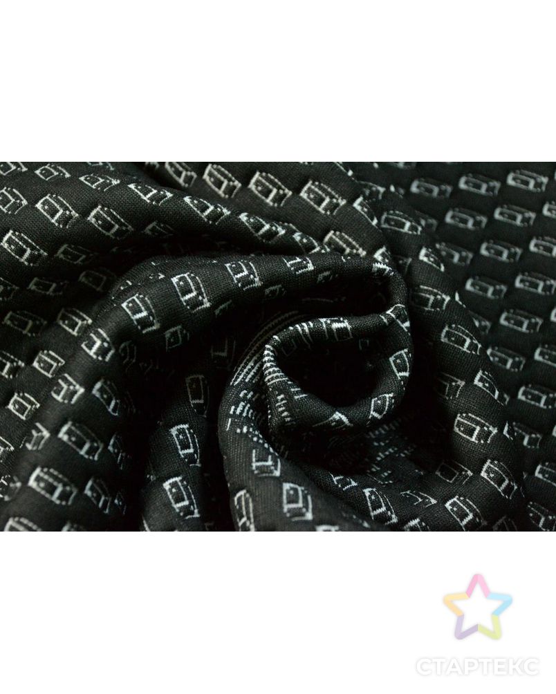 Ткань неопрен DIGI, цвет: на черном фоне мелкий объемный прямоугольник с заштрихованной розой арт. ГТ-241-1-ГТ0021521 1