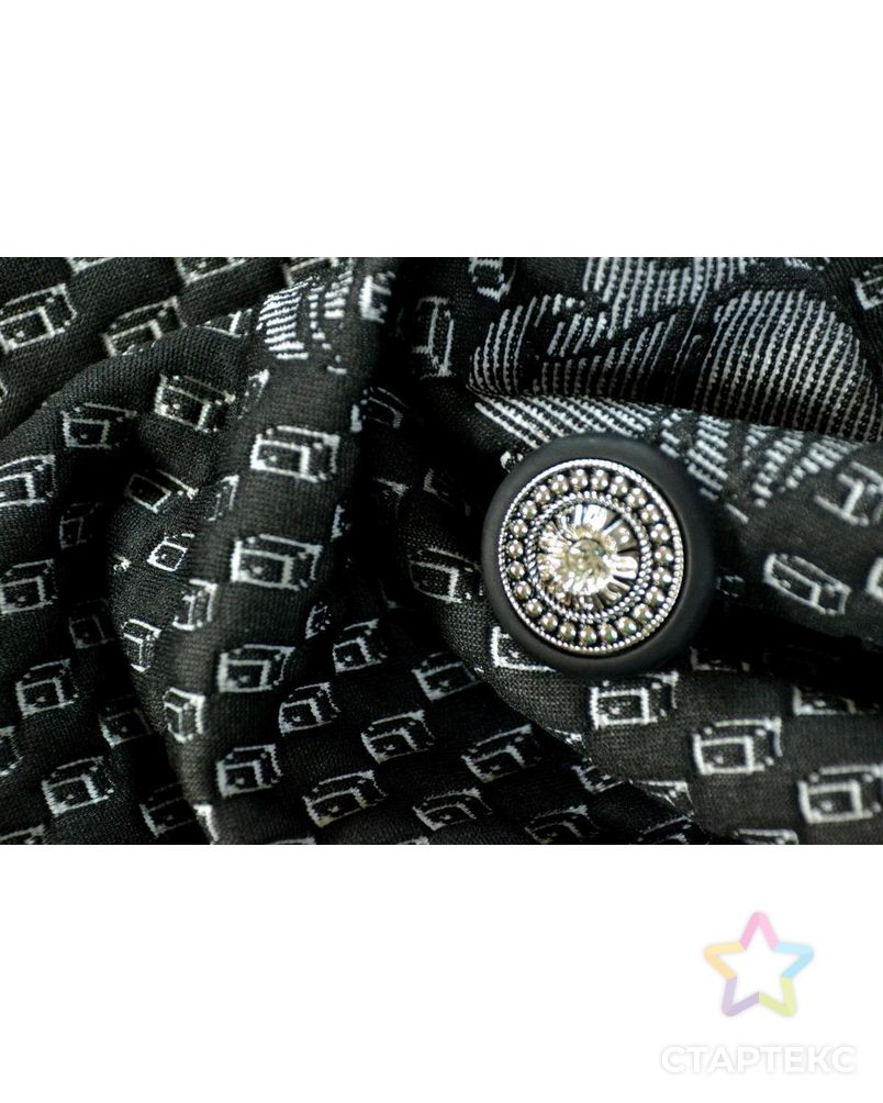 Ткань неопрен DIGI, цвет: на черном фоне мелкий объемный прямоугольник с заштрихованной розой арт. ГТ-241-1-ГТ0021521 3