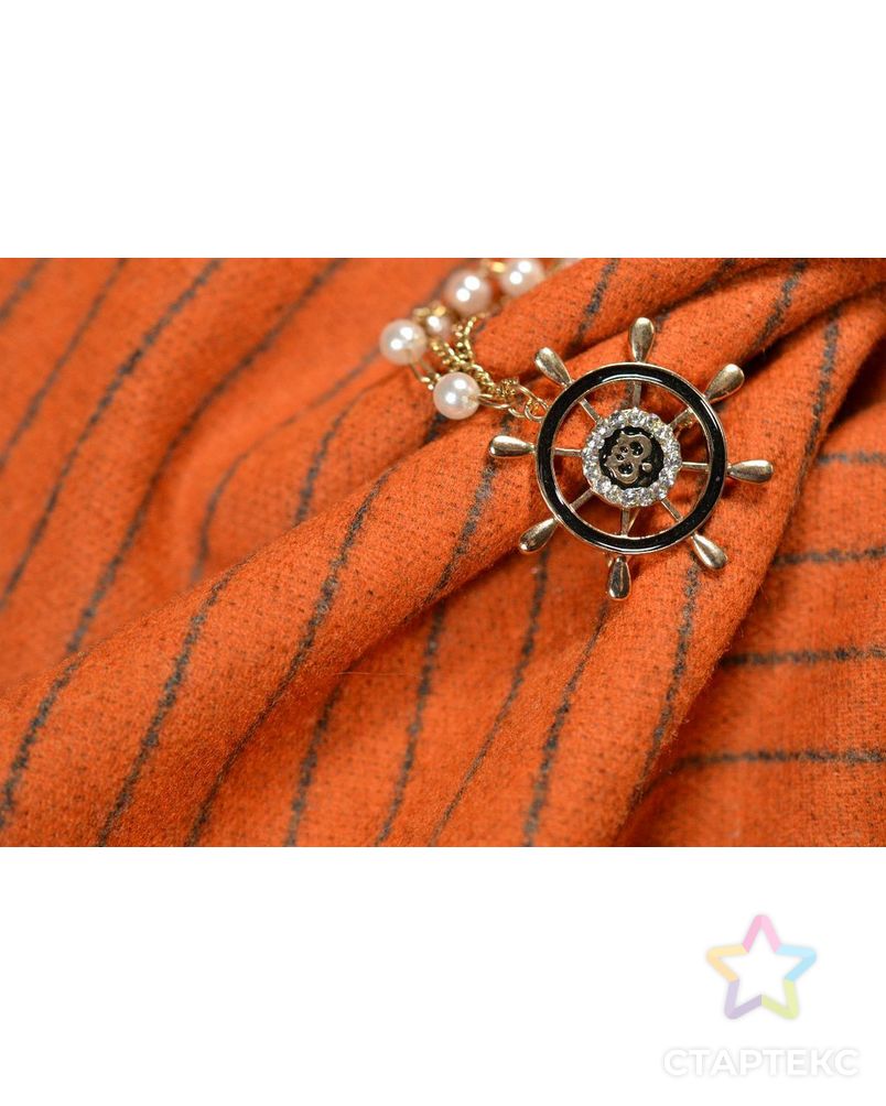 Ткань костюмная шерстяная, цвет: оранжевый серую полоску арт. ГТ-247-1-ГТ0021536 3
