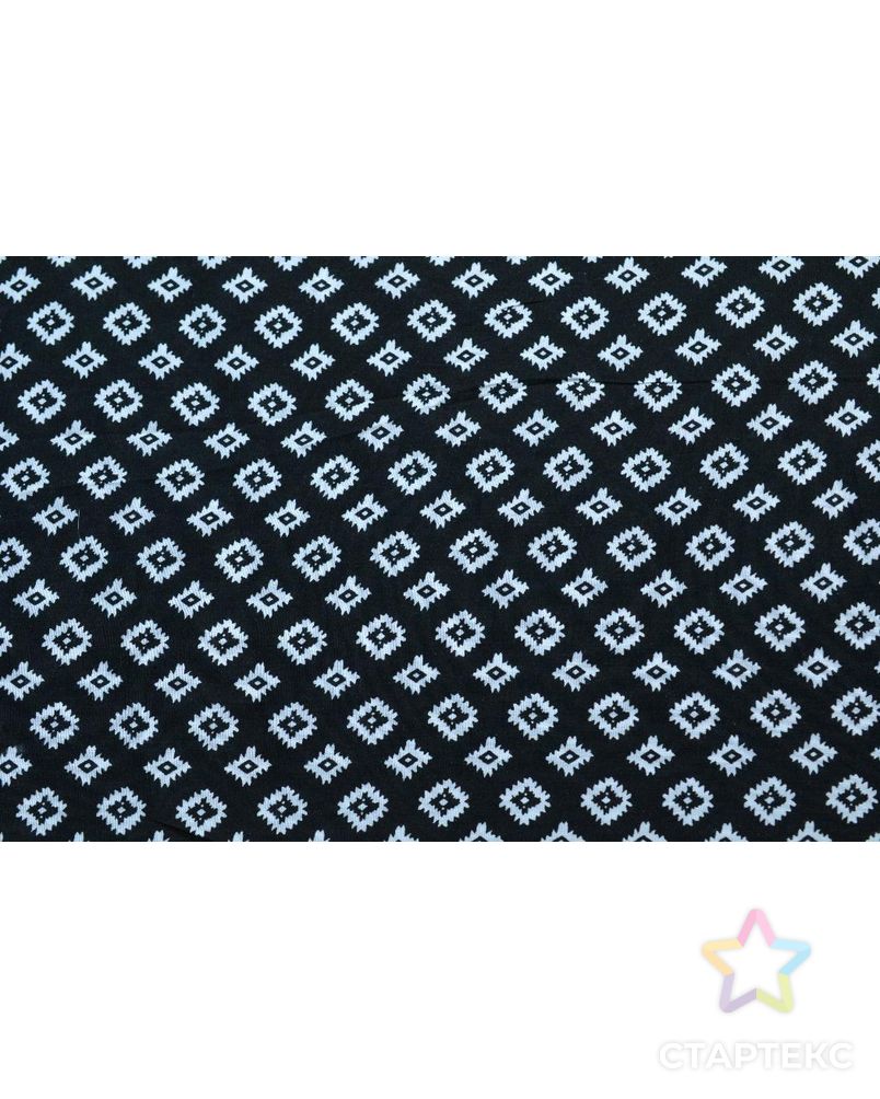 Ткань штапель, цвет на черном фоне мелкий ромбик арт. ГТ-273-1-ГТ0021586 2