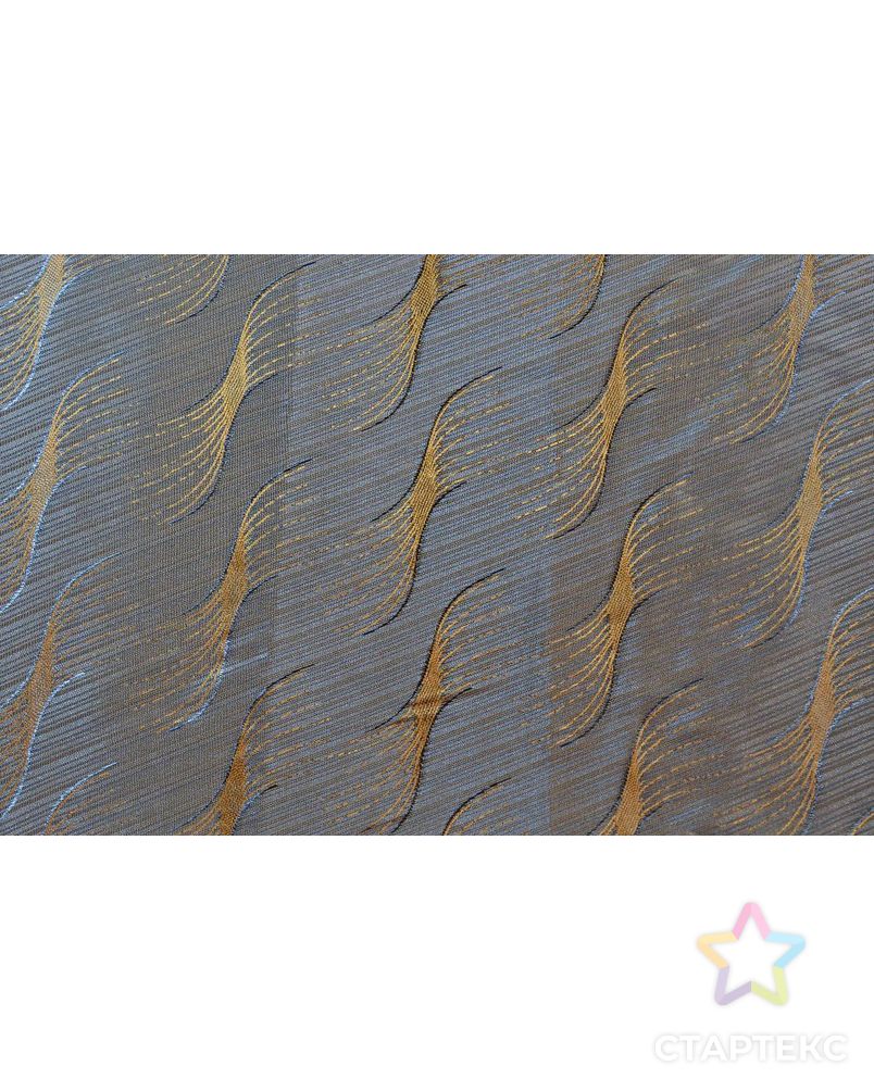 Ткань подкладочная сине серого цвета с золотистыми волнами арт. ГТ-285-1-ГТ0021625