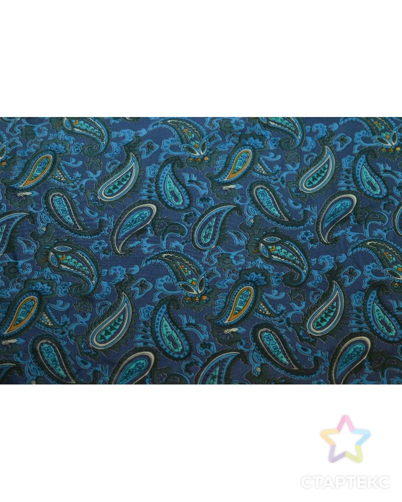 Ткань подкладочная шелковая, цвет: на темно-синем фоне мелкий огуречный рисунок арт. ГТ-300-1-ГТ0021662