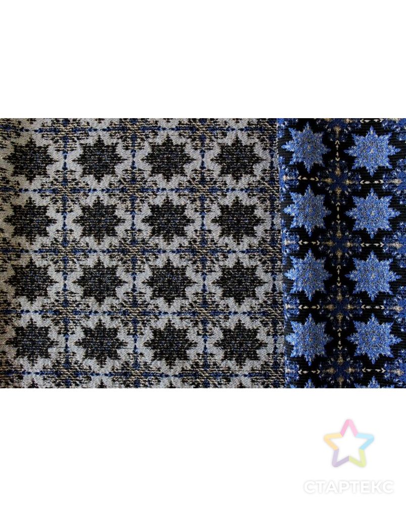 Ткань жаккард, цвет: на черном фоне голубые снежинки арт. ГТ-412-1-ГТ0021906 1