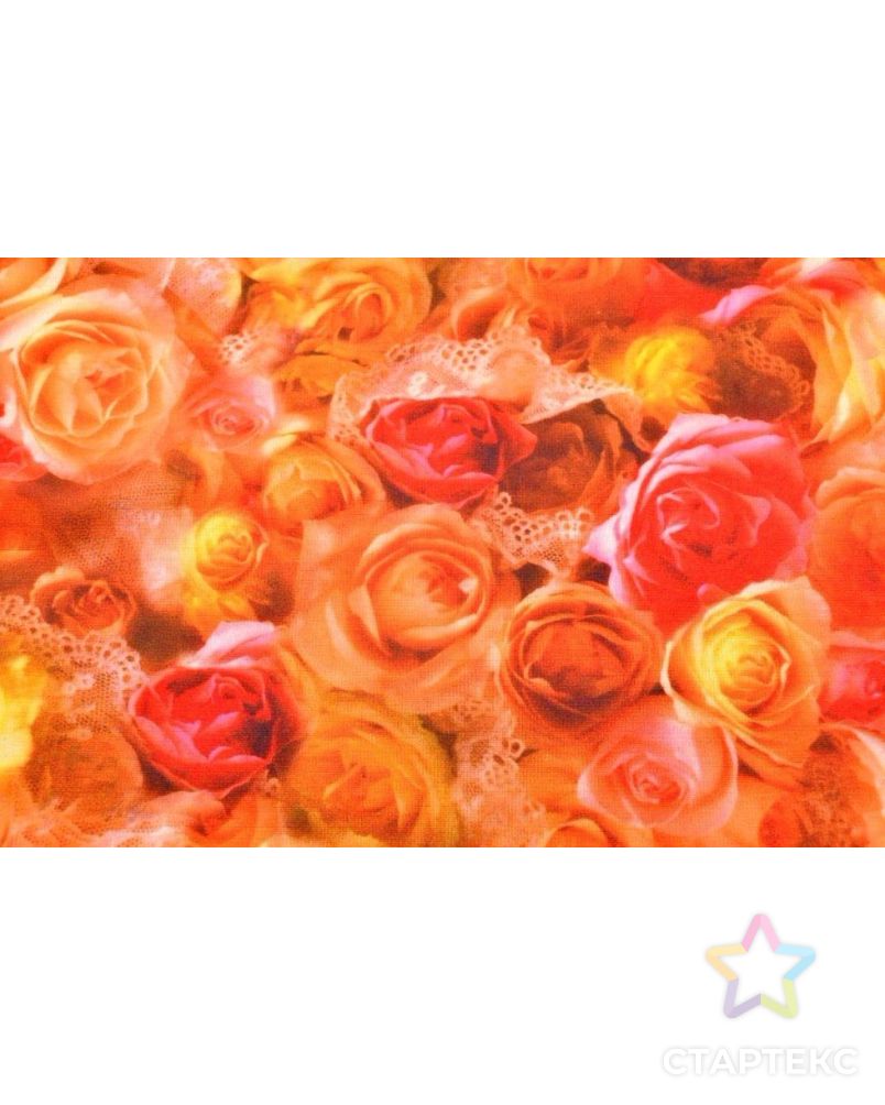 Ткань трикотажная, цвет: крупные объемные розы с коричнево-медовым оттенком арт. ГТ-431-1-ГТ0021939 2