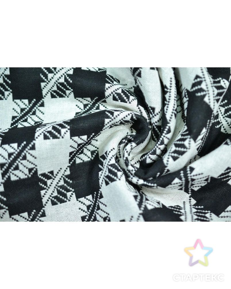 Ткань костюмная, цвет: на молочном фоне красивая черная гусиная лапка арт. ГТ-480-1-ГТ0022993