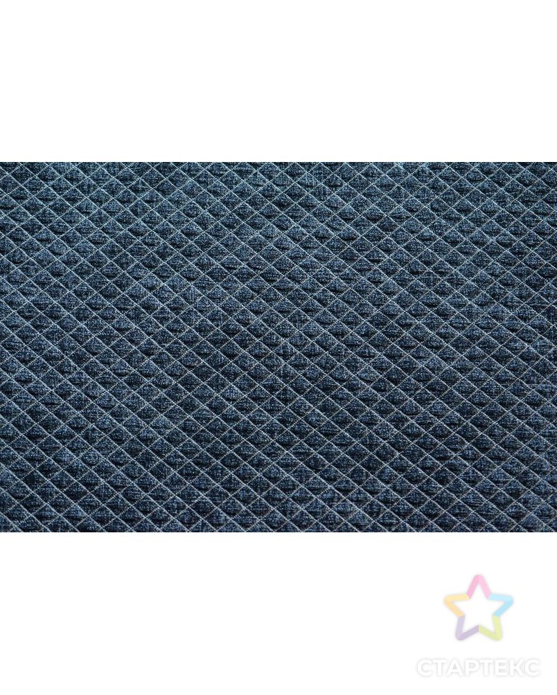 Ткань трикотажная стеганная, цвет: сине-серый с белой стежкой арт. ГТ-489-1-ГТ0023012