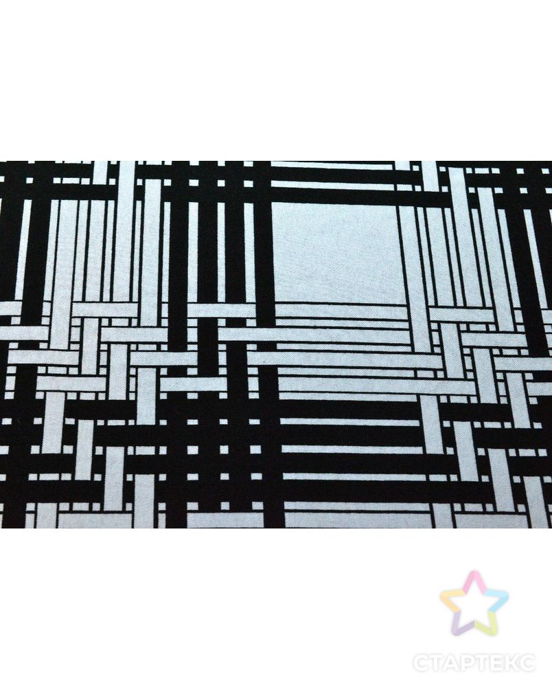 Ткань трикотажная жаккардовая, цвет: черно-белый геометрический рисунок арт. ГТ-510-1-ГТ0023068