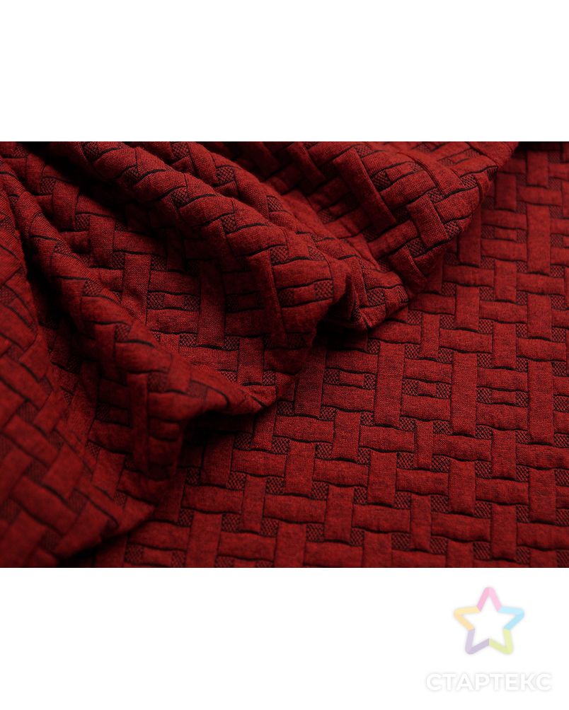 Ткань трикотажная с имитацией плетения, цвет: бургундия арт. ГТ-568-1-ГТ0023185