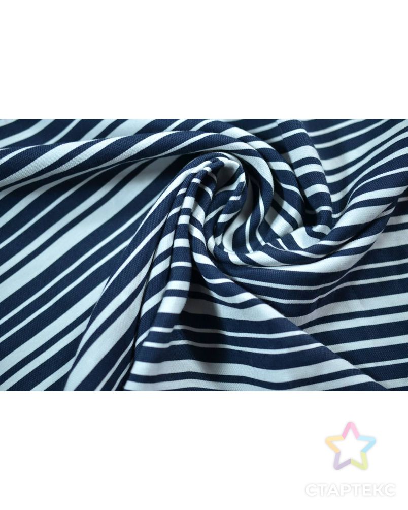 Ткань плательная вискозная в полоску белого и синего цвета арт. ГТ-713-1-ГТ0024272
