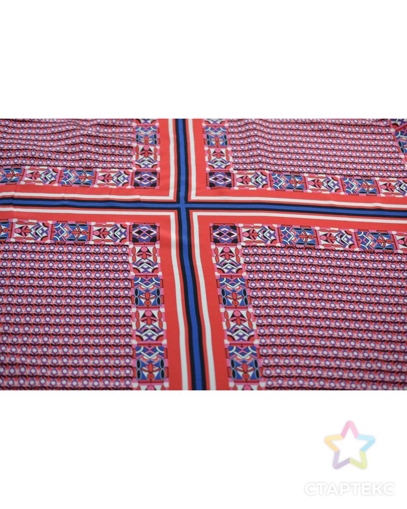 Ткань шелковая, красно-синие и бело-черные арабески арт. ГТ-785-1-ГТ0024953