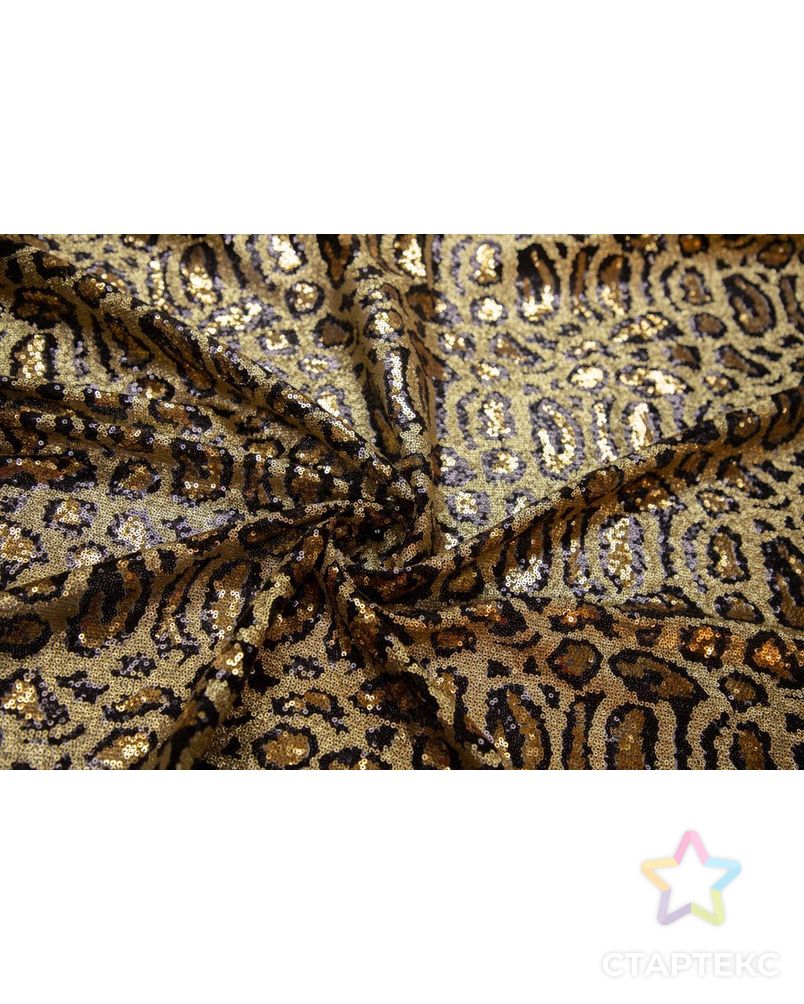 Ткань плательная с пайетками, принт "Леопард", черно-золотой цвет арт. ГТ-6909-1-ГТ-25-8743-13-21-1 1