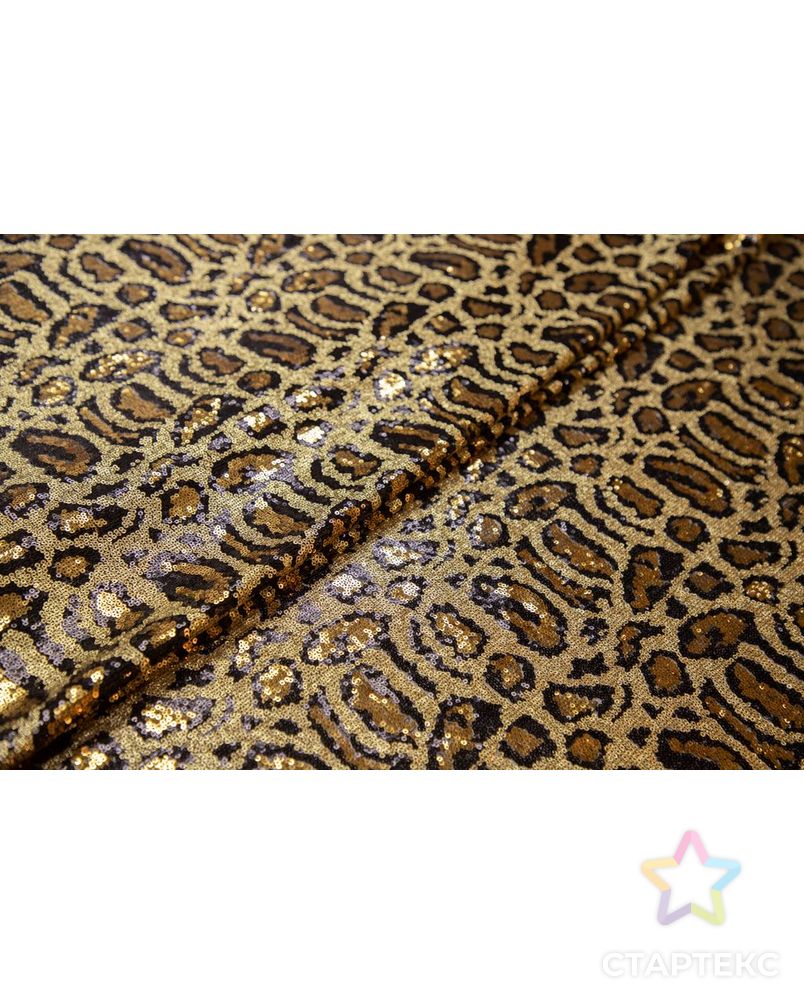 Ткань плательная с пайетками, принт "Леопард", черно-золотой цвет арт. ГТ-6909-1-ГТ-25-8743-13-21-1 2
