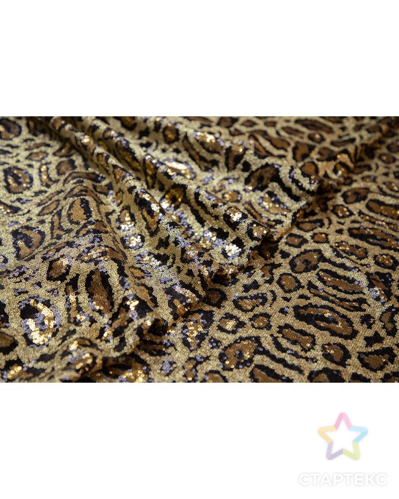 Ткань плательная с пайетками, принт "Леопард", черно-золотой цвет арт. ГТ-6909-1-ГТ-25-8743-13-21-1 3