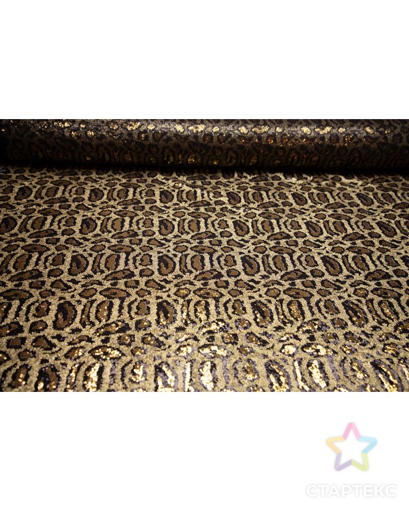 Ткань плательная с пайетками, принт "Леопард", черно-золотой цвет арт. ГТ-6909-1-ГТ-25-8743-13-21-1 4