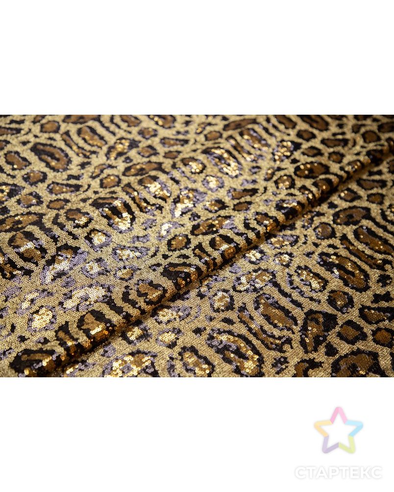 Ткань плательная с пайетками, принт "Леопард", черно-золотой цвет арт. ГТ-6909-1-ГТ-25-8743-13-21-1 6