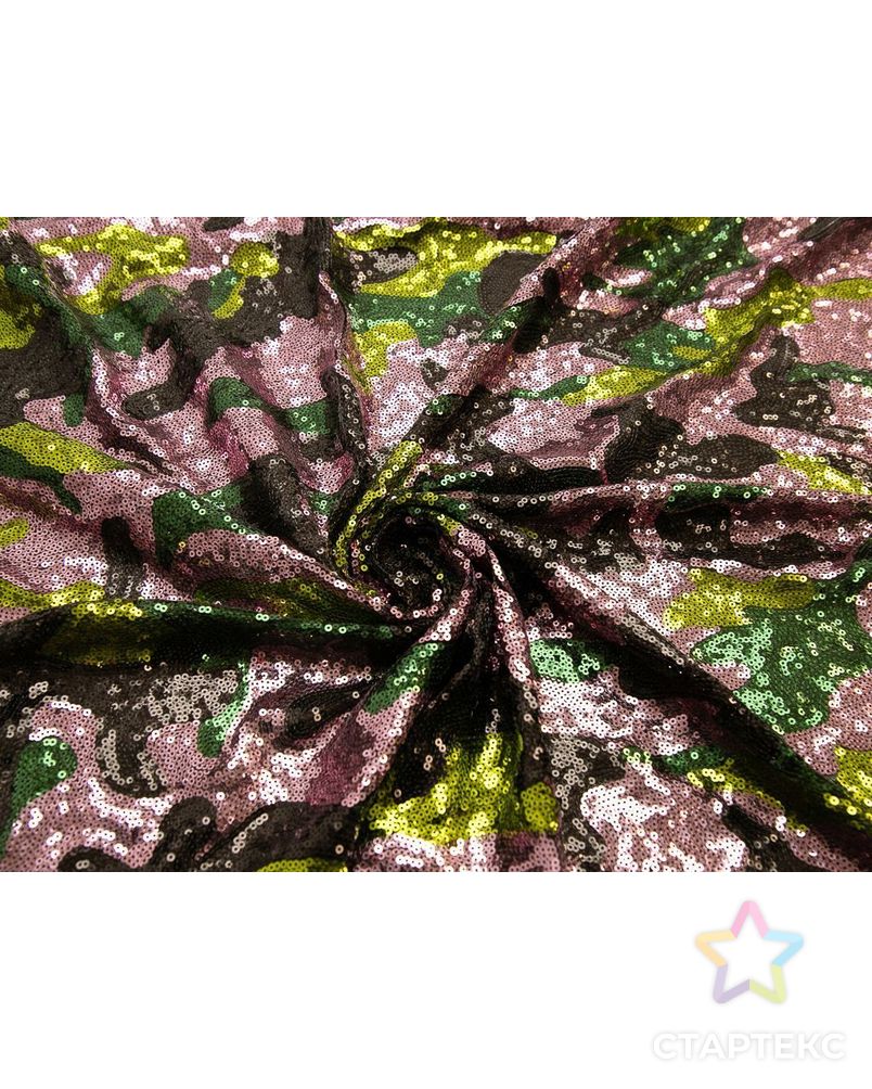 Ткань плательная с пайетками с абстрактным рисунком в розово-зеленых тонах арт. ГТ-8113-1-ГТ-25-9926-16-21-1 1