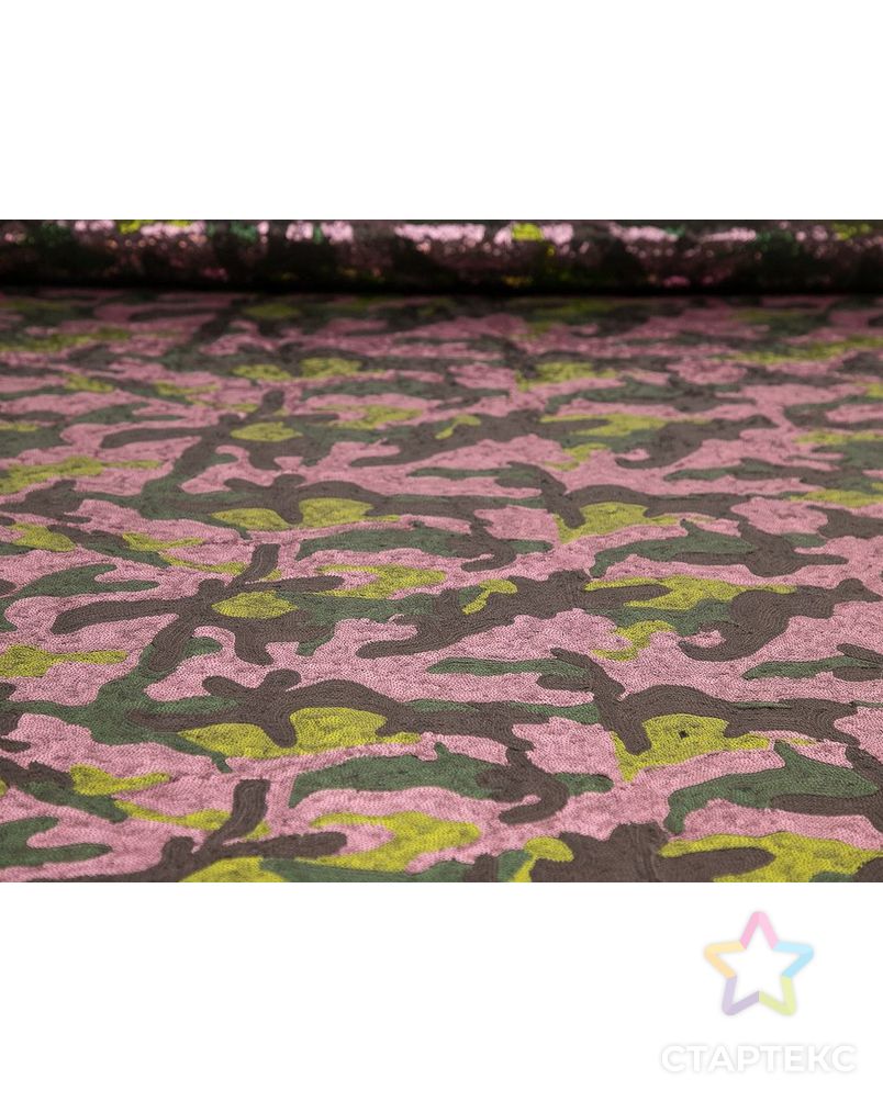 Ткань плательная с пайетками с абстрактным рисунком в розово-зеленых тонах арт. ГТ-8113-1-ГТ-25-9926-16-21-1 4