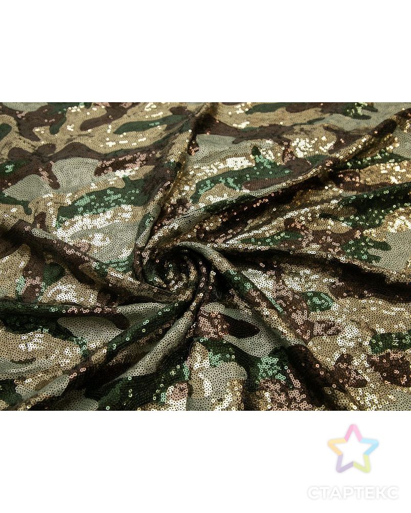 Ткань плательная с пайетками с абстрактным рисунком в зелено-коричневых тонах арт. ГТ-8114-1-ГТ-25-9930-16-21-1 1