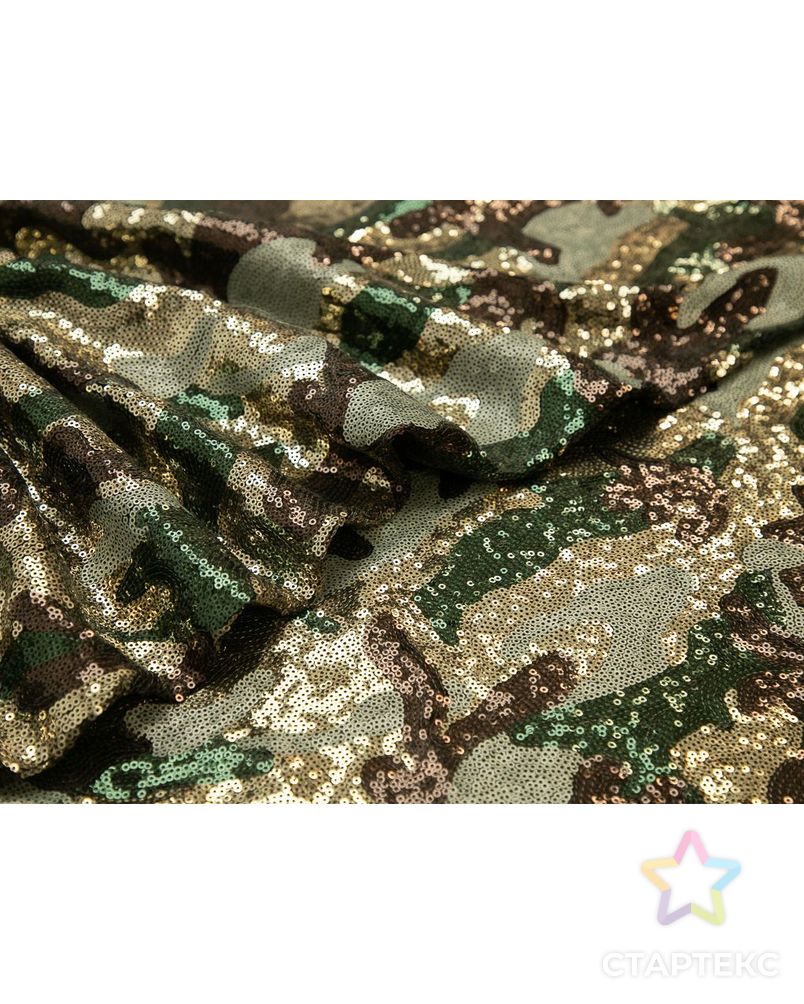 Ткань плательная с пайетками с абстрактным рисунком в зелено-коричневых тонах арт. ГТ-8114-1-ГТ-25-9930-16-21-1 3