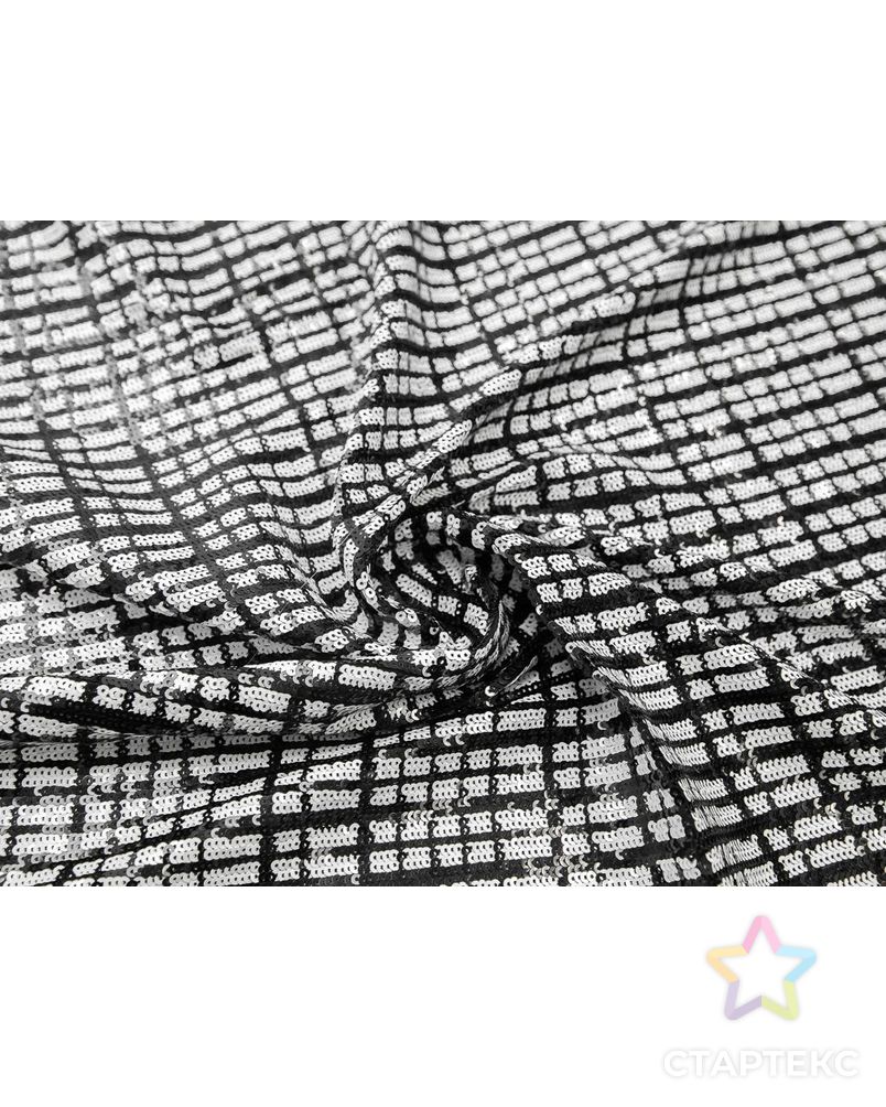 Ткань плательная с пайетками в клетку, цвет черно-белый арт. ГТ-8281-1-ГТ-25-9933-4-37-1 1