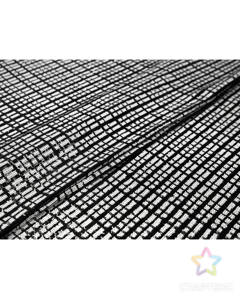 Ткань плательная с пайетками в клетку, цвет черно-белый арт. ГТ-8281-1-ГТ-25-9933-4-37-1 2