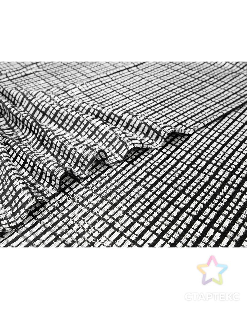 Ткань плательная с пайетками в клетку, цвет черно-белый арт. ГТ-8281-1-ГТ-25-9933-4-37-1 3