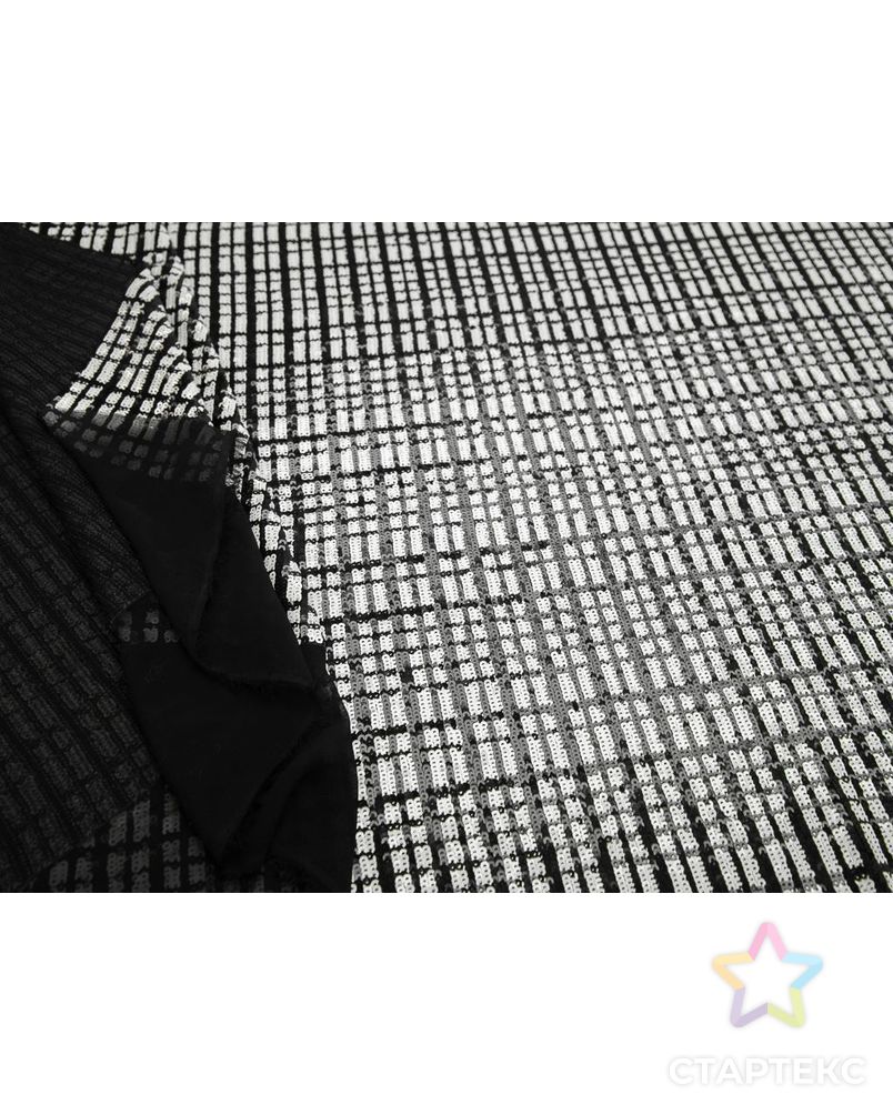 Ткань плательная с пайетками в клетку, цвет черно-белый арт. ГТ-8281-1-ГТ-25-9933-4-37-1 5