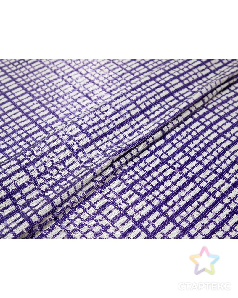 Ткань плательная с пайетками в клетку, цвет фиолетово-белый арт. ГТ-8282-1-ГТ-25-9935-4-21-1 2