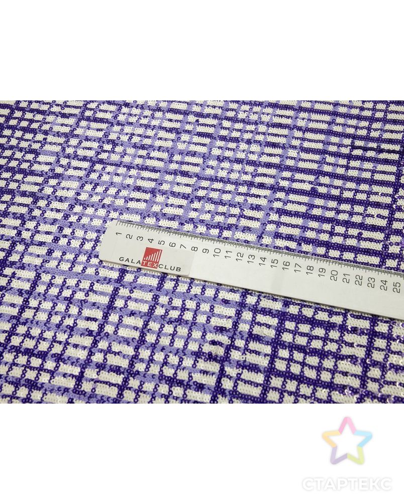 Ткань плательная с пайетками в клетку, цвет фиолетово-белый арт. ГТ-8282-1-ГТ-25-9935-4-21-1 7